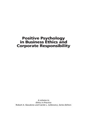 cover image of Positive Psychology in Business Ethics and Corporate Responsibility